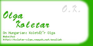 olga koletar business card